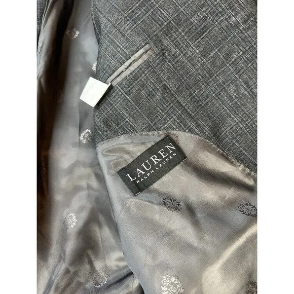 Ralph Lauren Blazer Mens 46R Plaid Two Button Sport Coat Gray Formal Office Wear - Picture 5 of 7